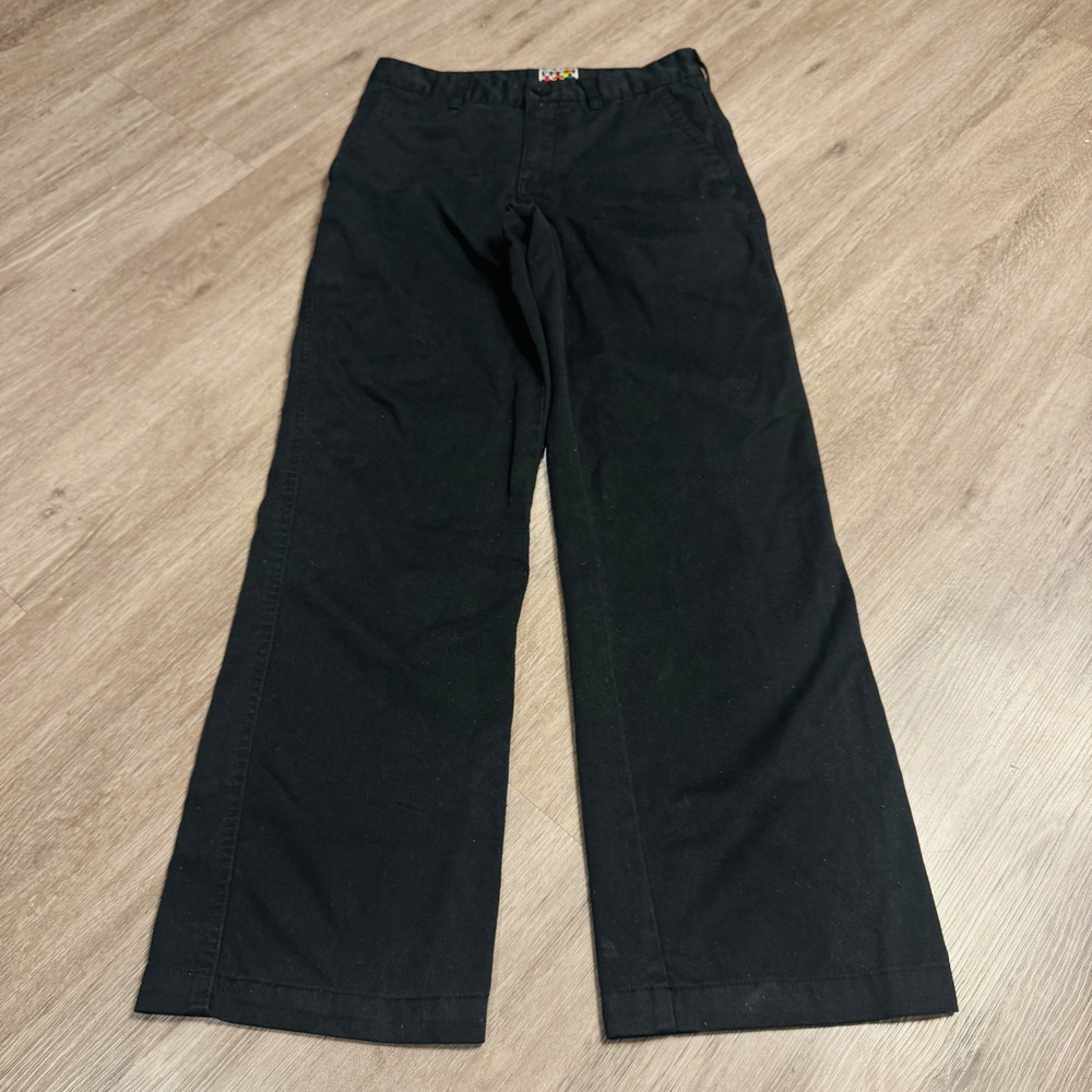 Y2K Quiksilver Mens Black Chino Pants Straight Leg Skater Trousers 28x28.5"